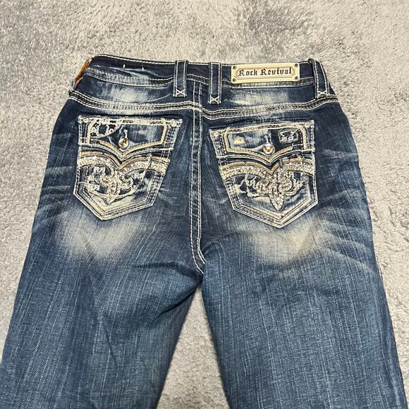 Rock Revival Jeans Womens 27 (31x31) Lilas Easy Skinny Blue Bling Western - Picture 3 of 11
